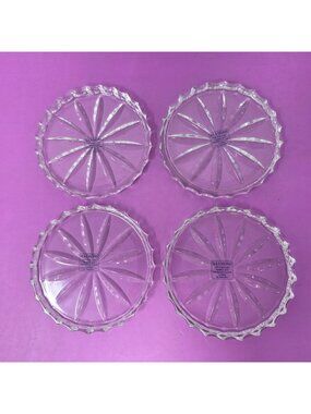 Set Of 4 Illusions 24%‎ Lead Crystal Hand-Cut Coasters From Croatia By Samobor
